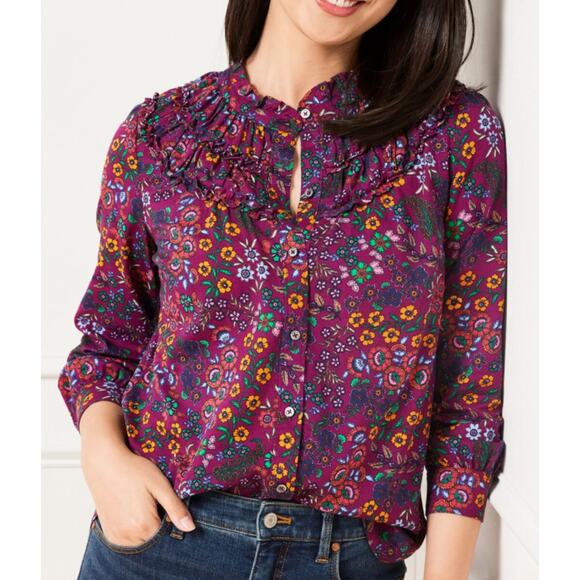 Talbots | Tops | Talbots Shirred Neck Top Womens Size Large Blossom ...